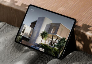 mockuuups free ipad pro mockup on textured fabric and wooden surface