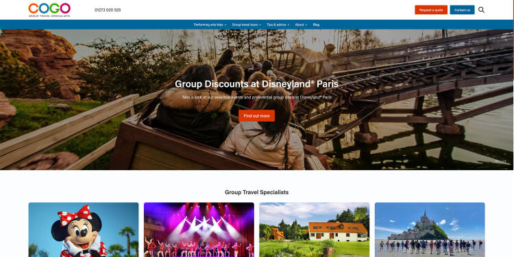 Home page of Cogo Travel website