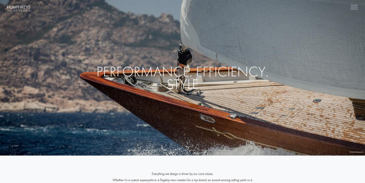 Home page of Humphreys Yacht Design website