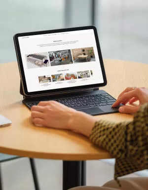 mockuuups ipad air mockup with keyboard on a modern office table