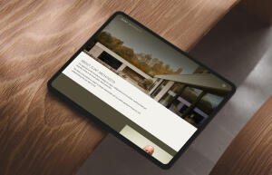 mockuuups ipad pro landscape mockup on curved wooden surface
