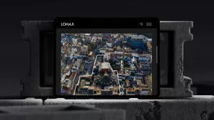 mockuuups ipad pro mockup with concrete blocks in the background